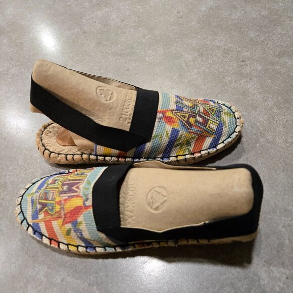 Women's Stripe/Floral Fabric Slingback Espadrille Sandals - Multicolors Size 7M - Picture 8 of 9